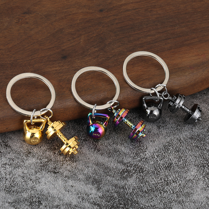 Dumbbell Set - Gantungan kunci dumbbell logam, liontin peralatan
