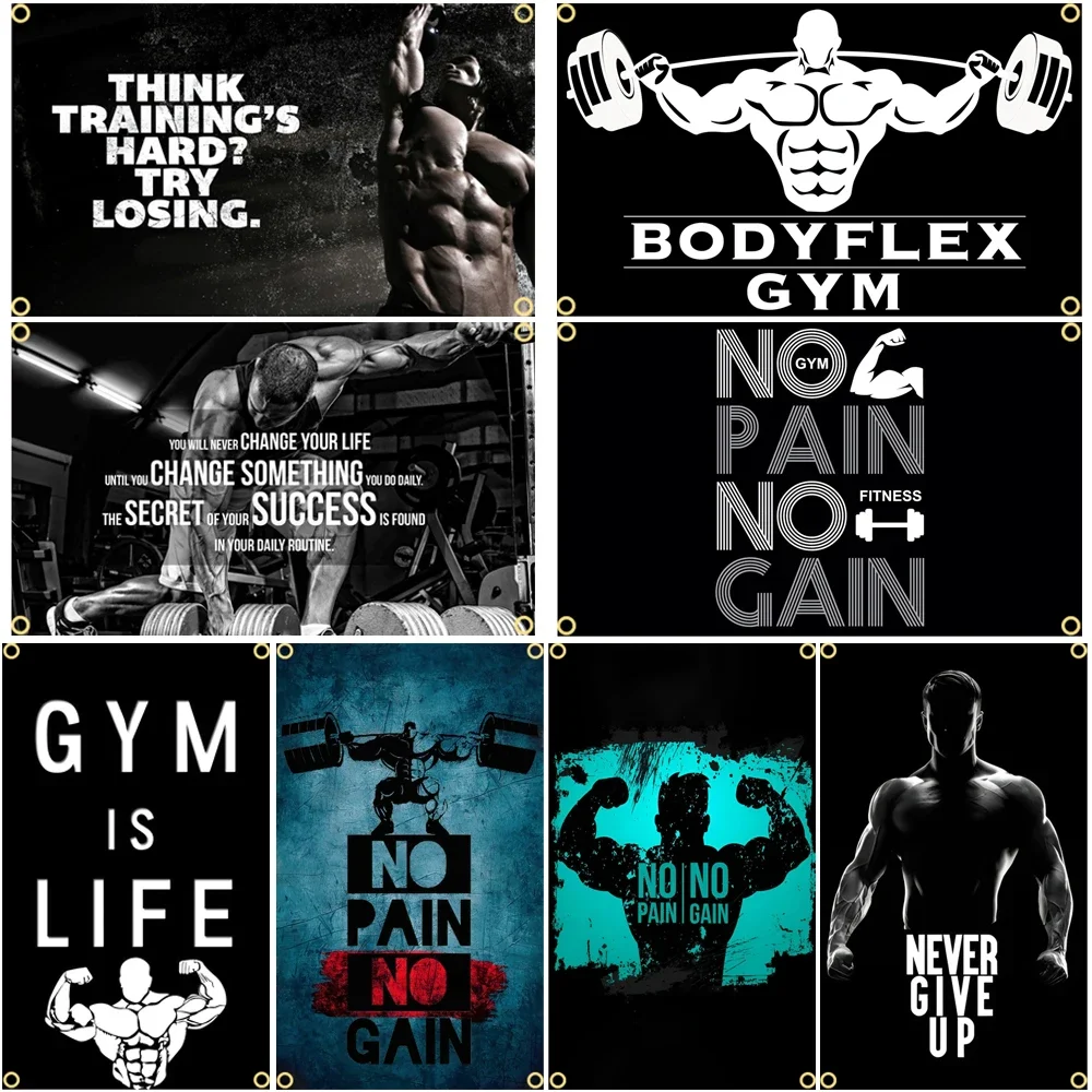 Bendera GYM tanda pesan Slogan - Sports Equipment Poster ulasan dan harga